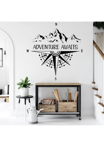 Gri Tarzı 42X43CM Macera Bekliyor Duvar Çıkartması Dağ Pusula ile Seyahat Sanat Denizcilik Ev Dekor Odası Yatak Odası Duvar Sticker Çıkarılabilir Duvar (Yurt Dışından) fırsatları
