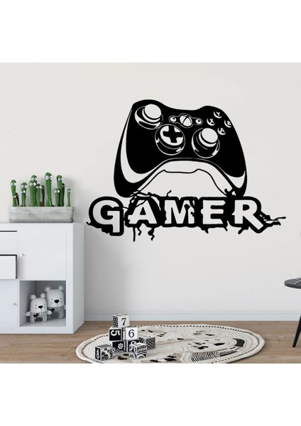 Beyaz Stil 56CMGENIŞLIKX40CMYÜKSEKLIK Büyük Graffiti Video Oyunu Joystick Duvar Çıkartması Oyun Odası Oyun Bölgesi Xbox Oyun Duvar Sticker Yatak Odası Vinil Ev Dekor (Yurt Dışından) fırsatları