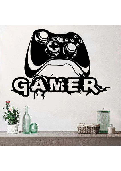 Beyaz Stil 56CMGENIŞLIKX40CMYÜKSEKLIK Büyük Graffiti Video Oyunu Joystick Duvar Çıkartması Oyun Odası Oyun Bölgesi Xbox Oyun Duvar Sticker Yatak Odası Vinil Ev Dekor (Yurt Dışından) indirimleri