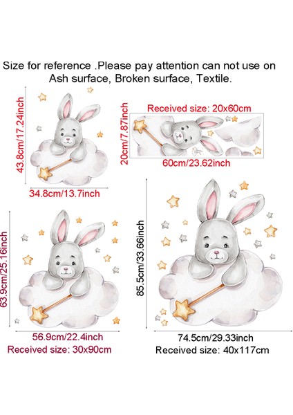 CT357-3 Stili 40X117CM Karikatür Tavşan Ay ve Yıldızlar Duvar Çıkartmaları Çocuk Odası Için Bebek Odası Dekorasyon Hayvanlar Duvar Çıkartmaları Kız Erkek Yatak Odası Duvar Kağıdı (Yurt Dışından)
