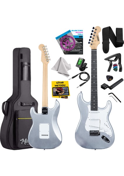 RPH-30SL Gül Klavye Silver Strat Kasa SSS Elektro Gitar Seti