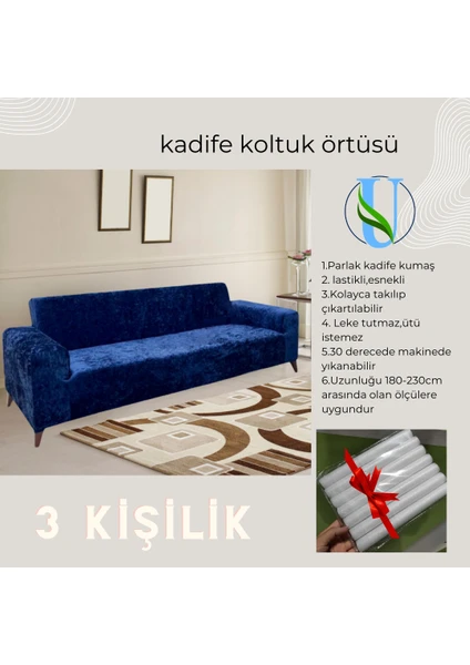 Uy Style Kadife Koltuk, Kanepe, Çekyat Örtüsü , Koltuk Kılıfı( 3 Kişilik)