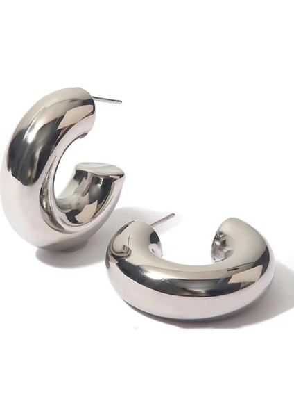 Kalın Boru Halka Küpe 30MM Altın Kaplama