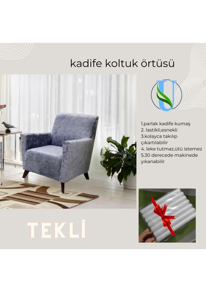 Uy Style Kadife Tek Kişilik Koltuk Örtüsü,berjer Kılıfı Lastikli