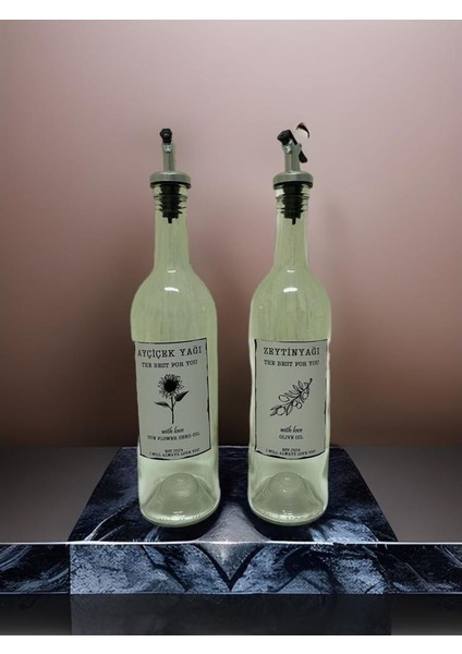 Damlatmaz Sızdırmaz Yağdanlık 2 ADETX750 ml Şeffaf Renkli Yağ Şişesi