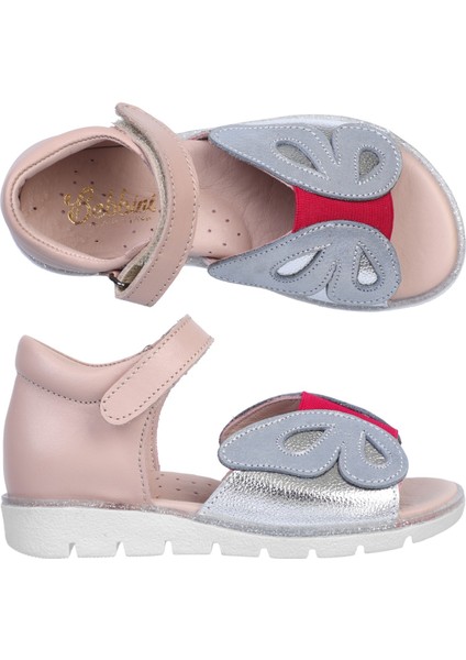 Kelebekli Deri Kız Çocuk Sandalet