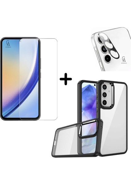 Samsung Galaxy A55 5g Uyumlu Pastel Renk Telefon Kılıfı Temperli Cam Ekran ve Kamera Koruyucu