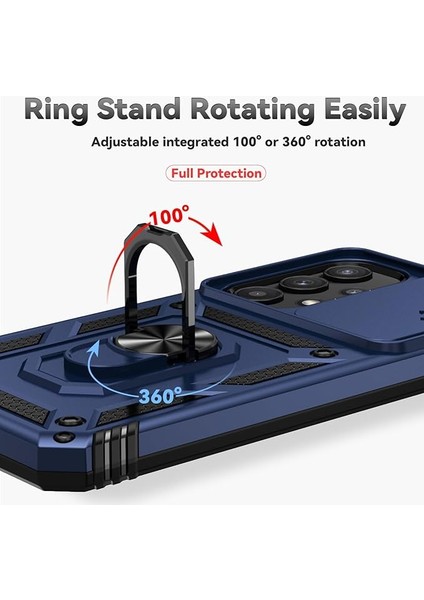 Samsung Galaxy A35 ile Uyumlu Kılıf Magnetik Standlı Kamera Korumalı Sürgülü Kapak