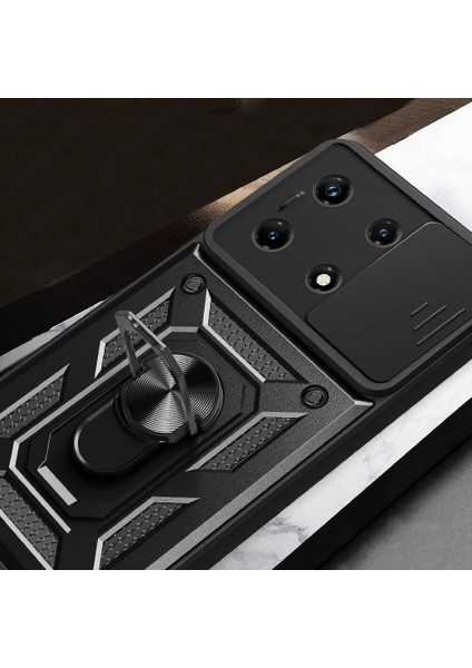 Infinix Note 30 Pro ile Uyumlu Kılıf Magnetik Standlı Kamera Korumalı Sürgülü Kapak