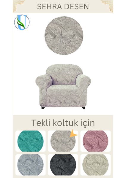 Uy Style Jakarli Tek Kişilik Koltuk Örtüsü ,berjer Kılıfı Sahra Desen