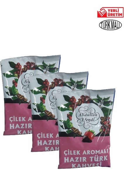 Abdullah Efendi Hazır Türk Kahvesi Aromalı 100 gr 3 Adet Çilek Aromalı