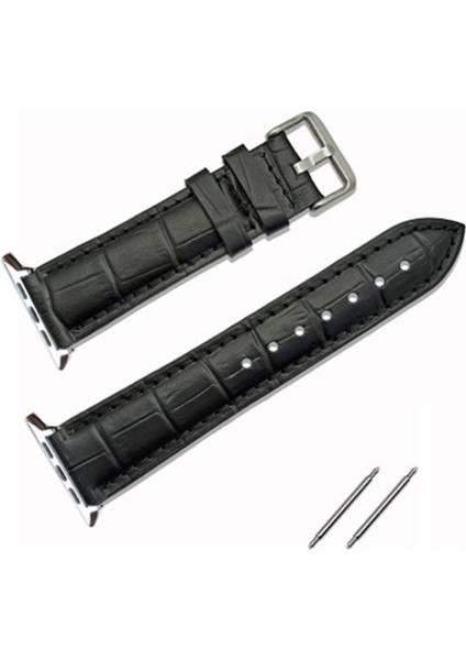 Akıllı Saat Uyumlu Lüks Deri Saat Kordonu Kroko 32MM/38MM Siyah 1111