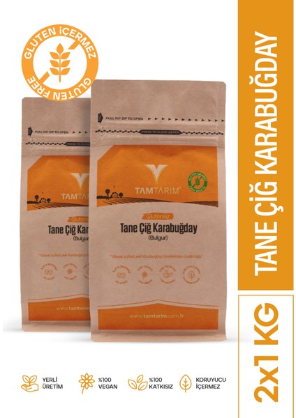 2 Adet - Glutensiz Çiğ Karabuğday Tane 1 kg