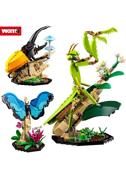 Yaratıcı Böcek Serisi Kelebek Yapı Taşları Böceği Mantis Biyolojik Modeli Dekoratif Tuğla Oyuncak Çocuk Hediyesi (Yurt Dışından)