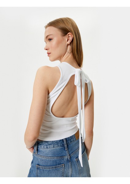 Atlet Sırt Detaylı Bisiklet Yaka Kolsuz Slim Fit