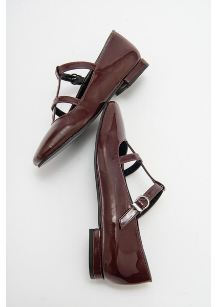 FESTA Bordo Rugan Tokalı Casual Babet Kadın