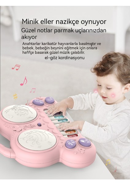 Çocuk Elektronik Klavyesi, Elektrikli El Çırpma Davulu, Bebek Için Çok Fonksiyonlu Piyano Çift Davulu, Eğlenceli Erken Eğitim Oyuncağı (Yurt Dışından)