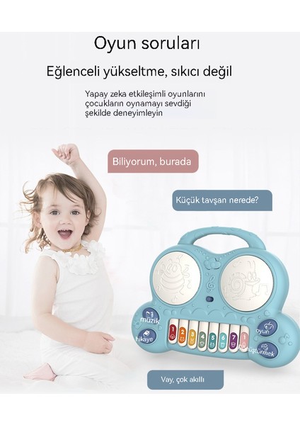 Çocuk Elektronik Klavyesi, Elektrikli El Çırpma Davulu, Bebek Için Çok Fonksiyonlu Piyano Çift Davulu, Eğlenceli Erken Eğitim Oyuncağı (Yurt Dışından)