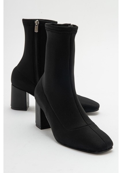 LOUR Siyah Topuklu Fermuarlı Strech Kadın Bot indirimleri