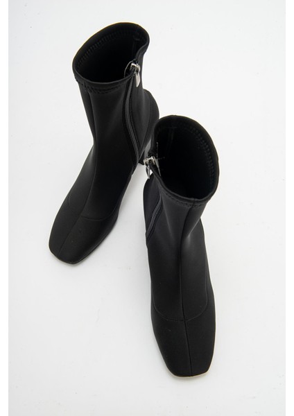LOUR Siyah Topuklu Fermuarlı Strech Kadın Bot