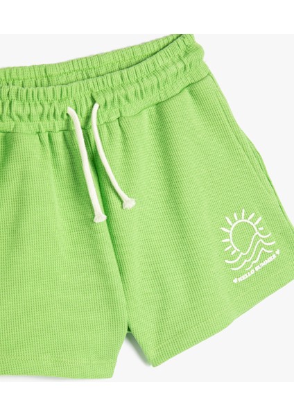 Mini Şort Beli Bağlamalı Tropik Baskılı Pamuklu modelleri