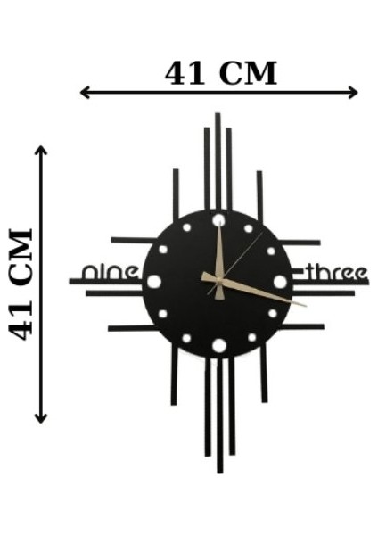 Alpha Metal Desıgn Nine Three Yazılı Duvar Saati - 41X41 Cm Metal Duvar Saati - Siyah Duvar Saati AMD3080