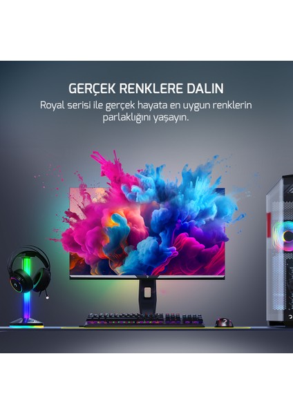 GamePower Royal V40 27" RGB 240Hz 0.5Ms 2K QHD Flat IPS Pivot 2xUsb 3.0 HDR400 FreeSync, Gsync Gaming Monitör (Sıfır Ölü Piksel Garantili)