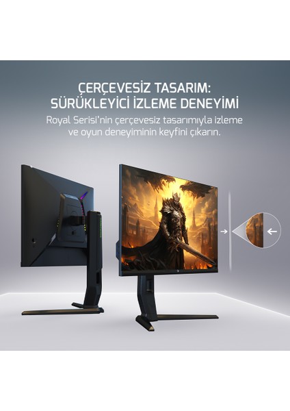 GamePower Royal V40 27" RGB 240Hz 0.5Ms 2K QHD Flat IPS Pivot 2xUsb 3.0 HDR400 FreeSync, Gsync Gaming Monitör (Sıfır Ölü Piksel Garantili)