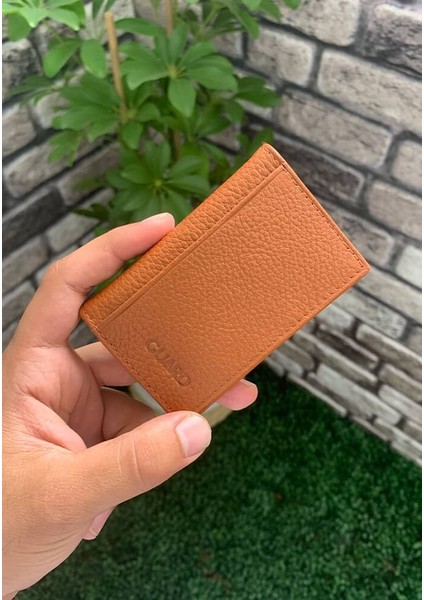 Fındık Renk Deri Mini Kredi Kartlık