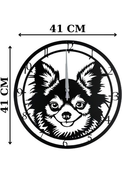 Alpha Metal Desıgn Köpüş Duvar Saati - 41X41 Cm Metal Duvar Saati - Köpek Temalı Siyah Duvar Saati AMD3100