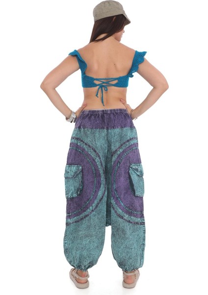 Hint Otantik Yıkamalı Taşlanmış Patchwork Şalvar Pantolon