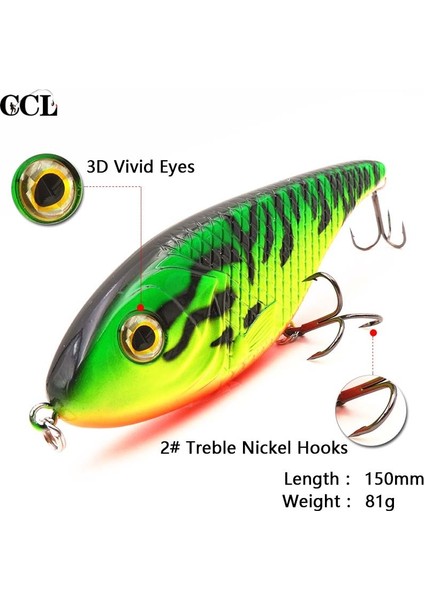 JKB15002 Stili 15 cm 81G Büyük Oyun Jerkbait Yavaş Batan Vıb Balıkçılık Topmouth Culter Opsariichthys Bidens Için Pike Muskies Wobblers Cezbeder (Yurt Dışından) modelleri