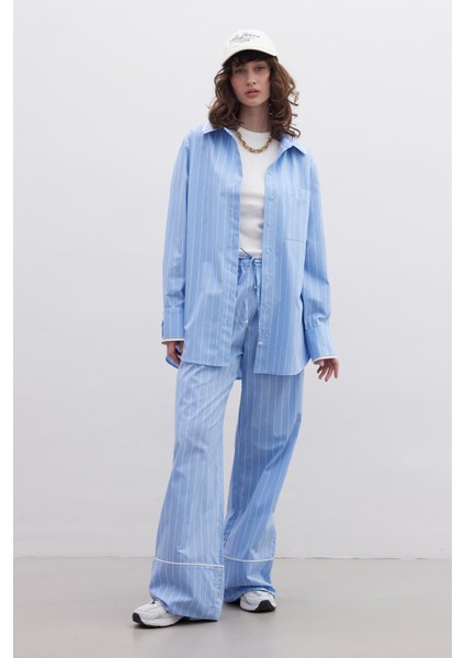 Çizgili Rahat Pantolon Mavi fiyatları