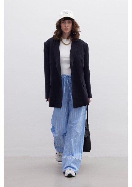 Çizgili Rahat Pantolon Mavi fırsatları