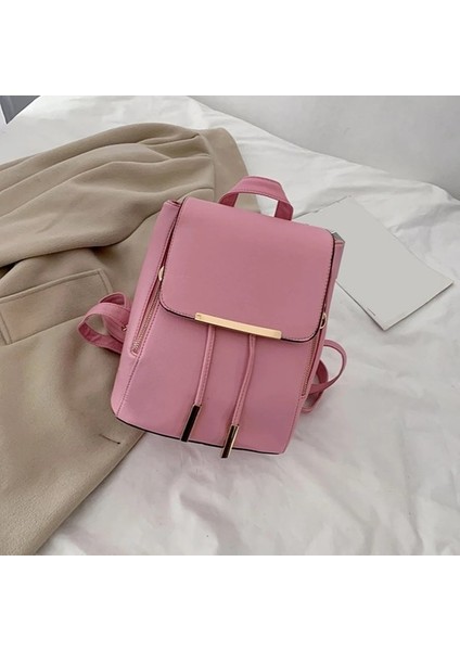 Mavi Stil Fashion Women Pure Color Drawstring Rucksacks Ladies Pu Leather Handbag Knapsack Teenager Girls Backpack Women Schoolbag (Yurt Dışından)