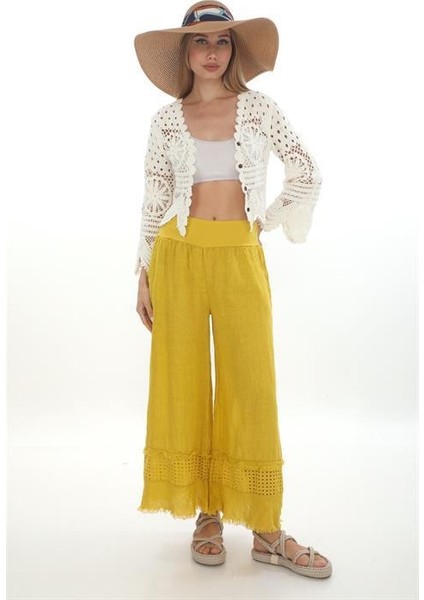 Italyan Fisto Detaylı Keten Pantolon