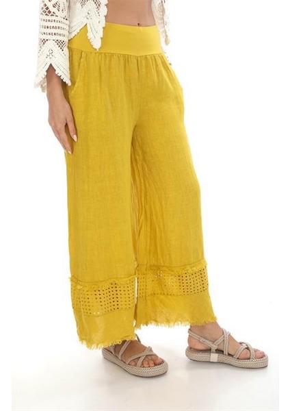 Italyan Fisto Detaylı Keten Pantolon fiyatları