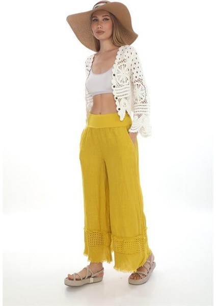 Italyan Fisto Detaylı Keten Pantolon modelleri