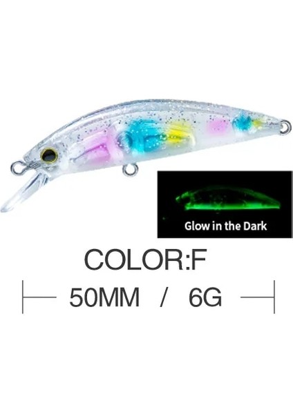 F Tarzı 5 cm 6g Balıkçılık Cazibesi Zorlu Lg Ağır Minnow 50 S Wobbler Batan Jerkbait Swimbait Yapay Sert Yem Alabalık Yem Bas Yem (Yurt Dışından)