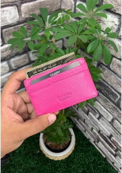 Ultra Ince Unisex Fuşya Minimal Hakik Deri Kredi Kartlık fiyatları