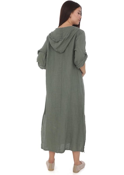 Bohomiyan Italyan Cepli Şapkalı Keten Elbise fırsatları