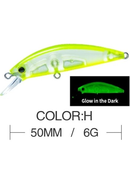 H Tarzı 5 cm 6g Balıkçılık Cazibesi Zorlu Lg Ağır Minnow 50 S Wobbler Batan Jerkbait Swimbait Yapay Sert Yem Alabalık Yem Bas Yem (Yurt Dışından)