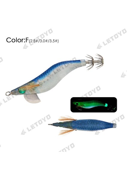 F Tarzı No.3 Boyutu Letoyo 2.5 #3.0 #3.5 # Egi Aydınlık Kalamar Jig Batan Glow Deniz Balıkçılığı Lures Mürekkepbalığı Ahtapot Egı Sutte R Için Yapay Yemler (Yurt Dışından)