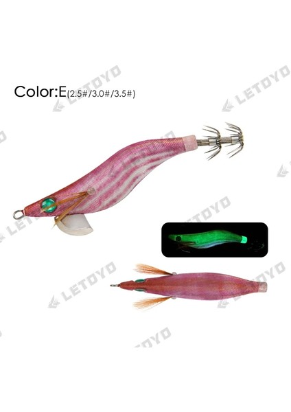 E Tarzı No.3 Boyutu Letoyo 2.5 #3.0 #3.5 # Egi Aydınlık Kalamar Jig Batan Glow Deniz Balıkçılığı Lures Mürekkepbalığı Ahtapot Egı Sutte R Için Yapay Yemler (Yurt Dışından)
