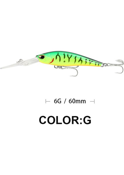 G Tarzı 6 cm 6g Balıkçılık Cazibesi Uzun Dudak Minnow Wobbler Cazibesi Derin Dalış Yüzen Jerkbait Swimbait Yapay Sert Yem Alabalık Bas Yem (Yurt Dışından)