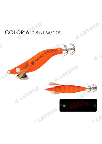 Bir Stil No.2.2 Boyutu Letoyo Egi 1.5 #1.8 #2.2 # Aydınlık Mini Kalamar Jig Arama Glow Yapay Sert Yem Keskin Kancalar Deniz Ahtapot Mürekkep Balığı Balık (Yurt Dışından)
