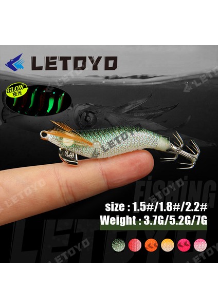 E Tarzı No.2.2 Boyutu Letoyo Egi 1.5 #1.8 #2.2 # Aydınlık Mini Kalamar Jig Arama Glow Yapay Sert Yem Keskin Kancalar Deniz Ahtapot Mürekkep Balığı Balık (Yurt Dışından)