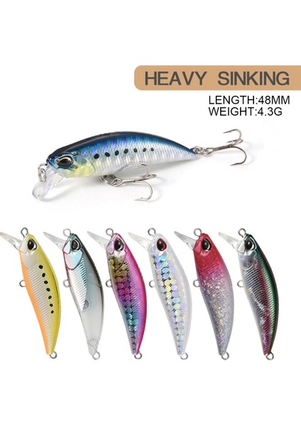 Bir Stil 4.8 cm 4.3g Balıkçılık Cazibesi Minnow Wobbler Spearhead 48HS Ağır Batan Jerkbait Swimbait Yapay Sert Yem Alabalık Yem Bas Yem (Yurt Dışından) modelleri