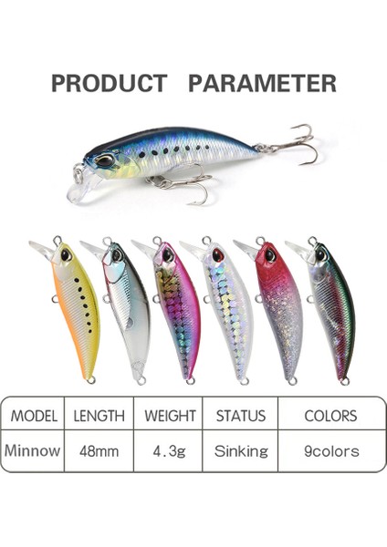 Bir Stil 4.8 cm 4.3g Balıkçılık Cazibesi Minnow Wobbler Spearhead 48HS Ağır Batan Jerkbait Swimbait Yapay Sert Yem Alabalık Yem Bas Yem (Yurt Dışından) indirimleri