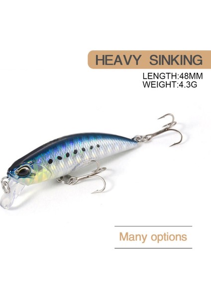 C Tarzı 4.8 cm 4.3g Balıkçılık Cazibesi Minnow Wobbler Spearhead 48HS Ağır Batan Jerkbait Swimbait Yapay Sert Yem Alabalık Yem Bas Yem (Yurt Dışından) fiyatları